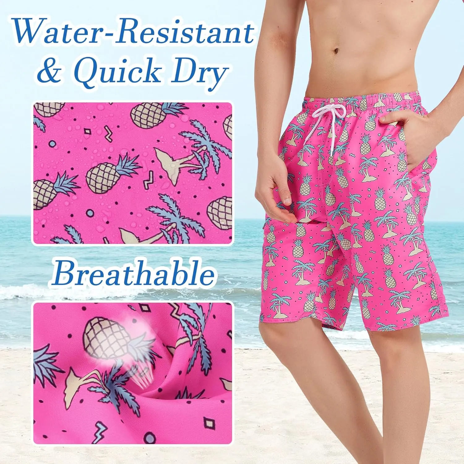 Mens Swim Trunks Swim Shorts Swimming Trunks Swimsuit Quick Dry with Mesh Lining Swimwear