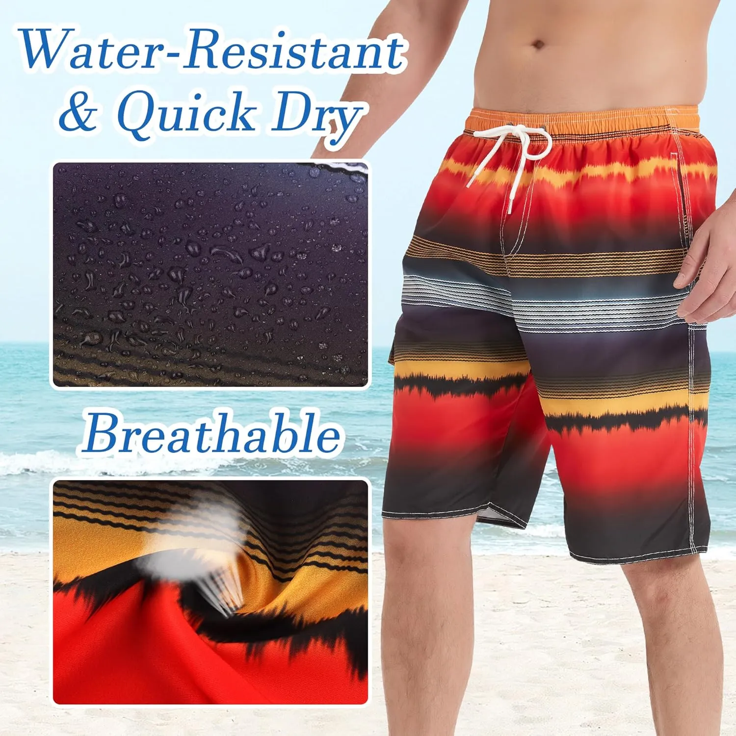 Mens Swim Trunks Swim Shorts Swimming Trunks Swimsuit Quick Dry with Mesh Lining Swimwear