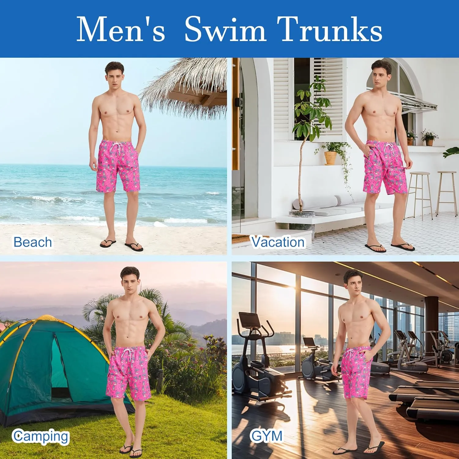 Mens Swim Trunks Swim Shorts Swimming Trunks Swimsuit Quick Dry with Mesh Lining Swimwear