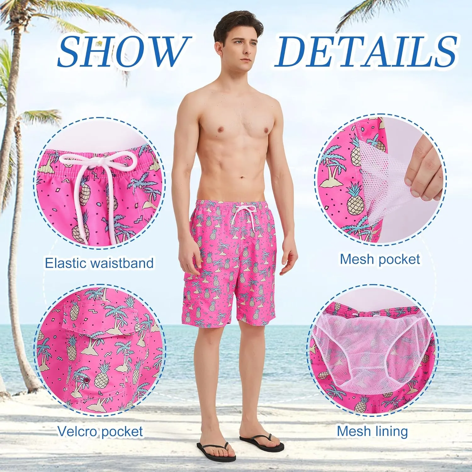 Mens Swim Trunks Swim Shorts Swimming Trunks Swimsuit Quick Dry with Mesh Lining Swimwear