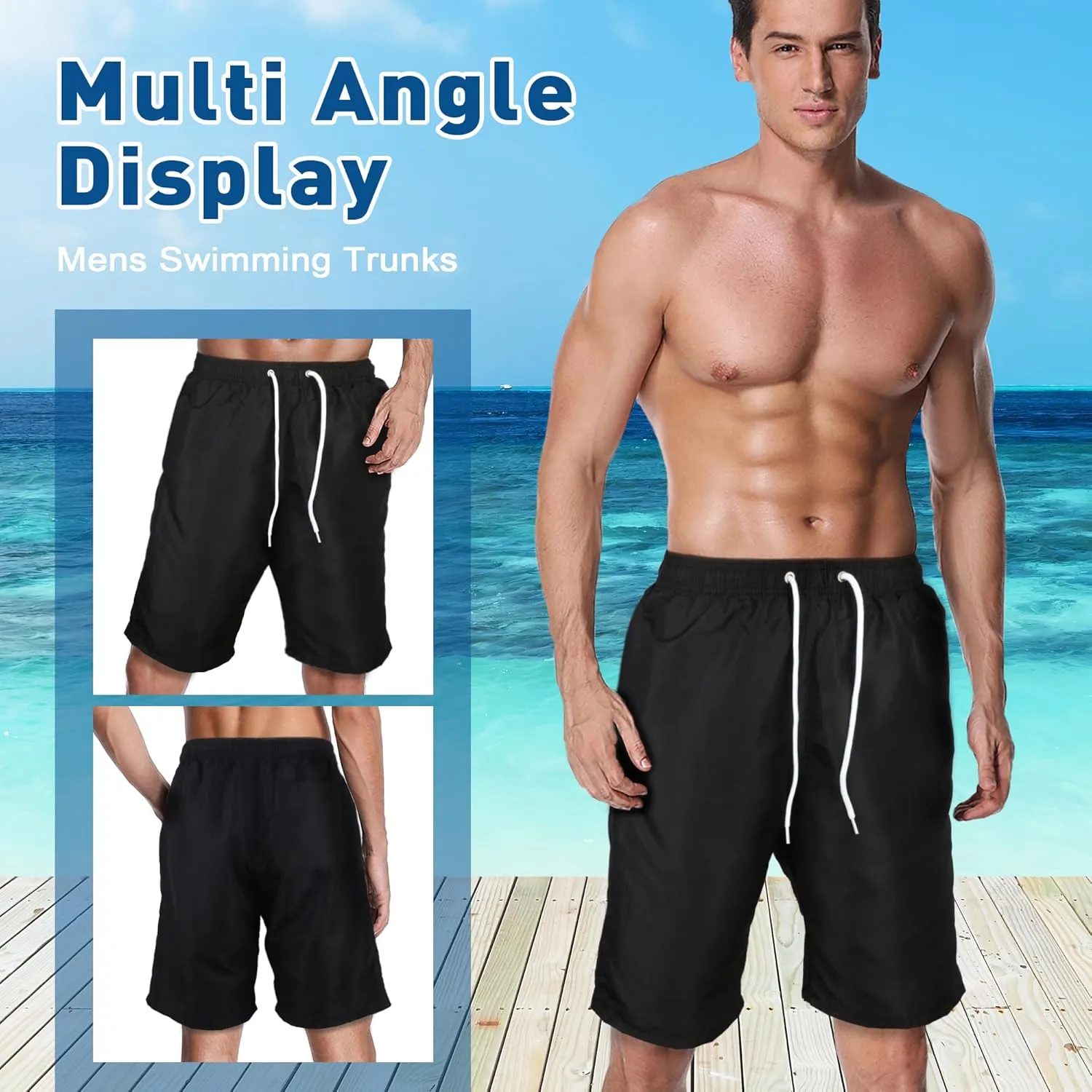 Mens Swim Trunks Swim Shorts Swimming Trunks Swimsuit Quick Dry with Mesh Lining Swimwear