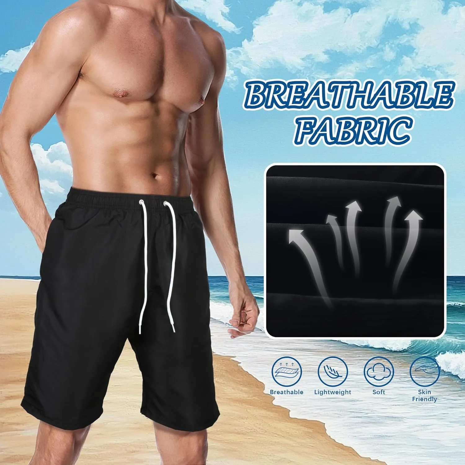 Mens Swim Trunks Swim Shorts Swimming Trunks Swimsuit Quick Dry with Mesh Lining Swimwear
