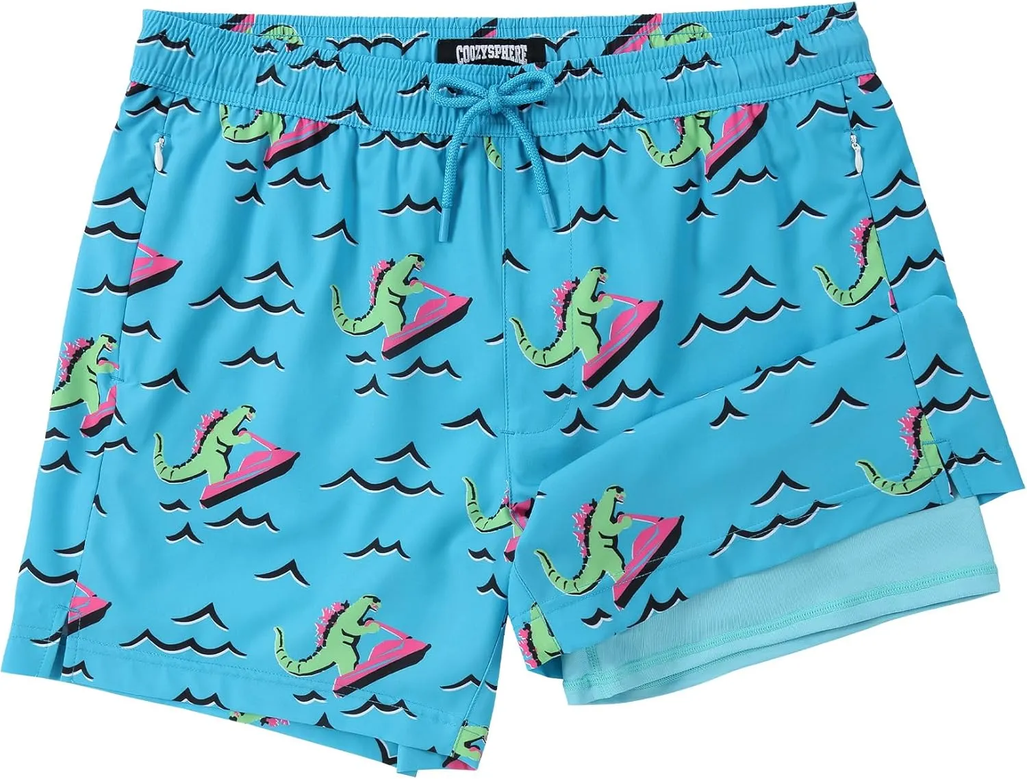 Mens Swim Trunks with Compression Liner 5 Inch Inseam Swimming Trunks Shorts for Men Bathing Suit