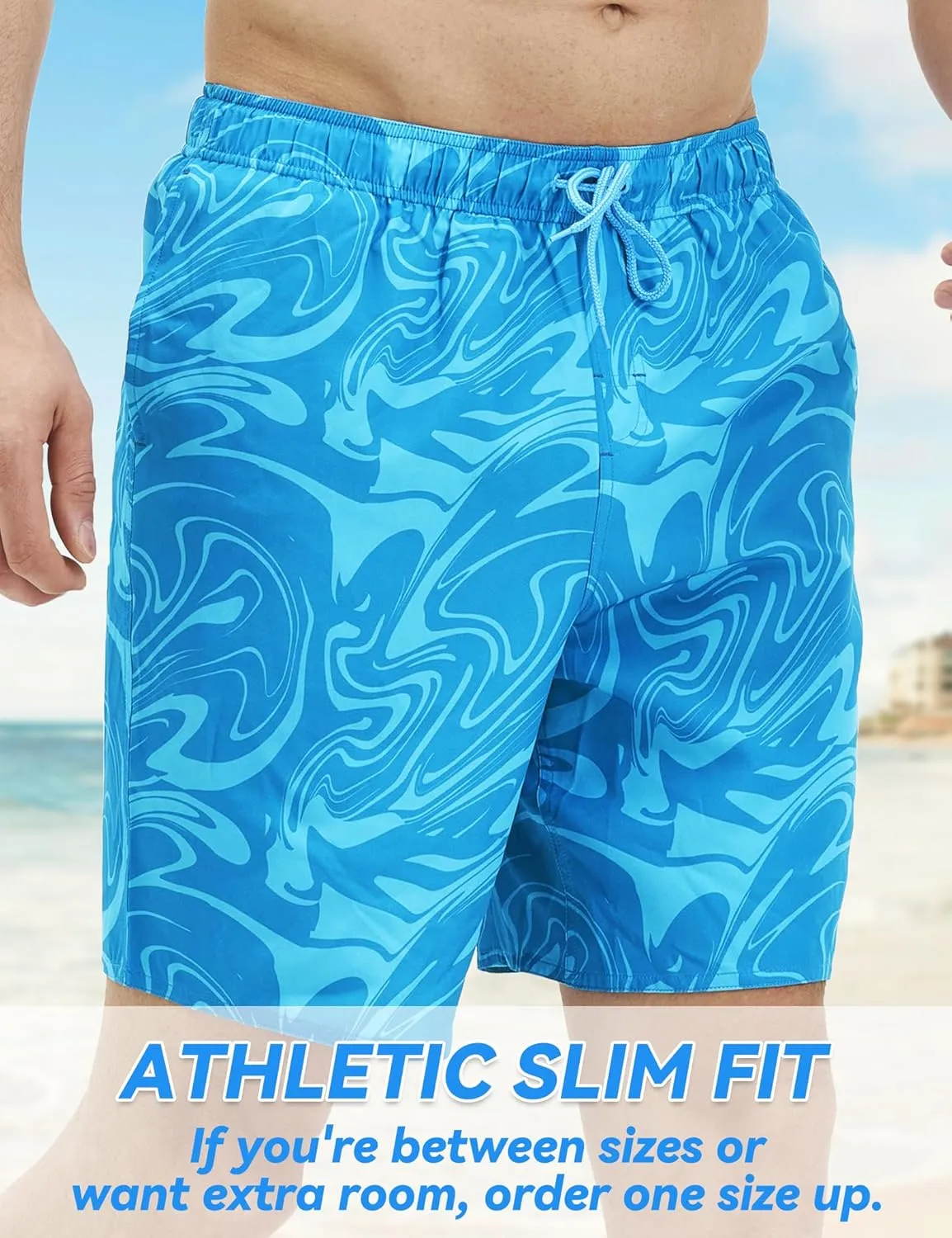 Mens Swim Trunks with Compression Liner 8 inch Quick-Dry Lightweight 2 in 1 Board Shorts 4-Way Stretch UPF 50 