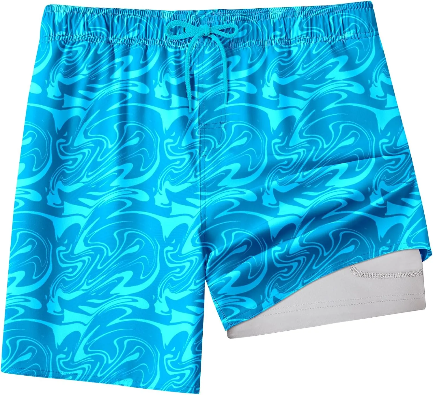 Mens Swim Trunks with Compression Liner 8 inch Quick-Dry Lightweight 2 in 1 Board Shorts 4-Way Stretch UPF 50 