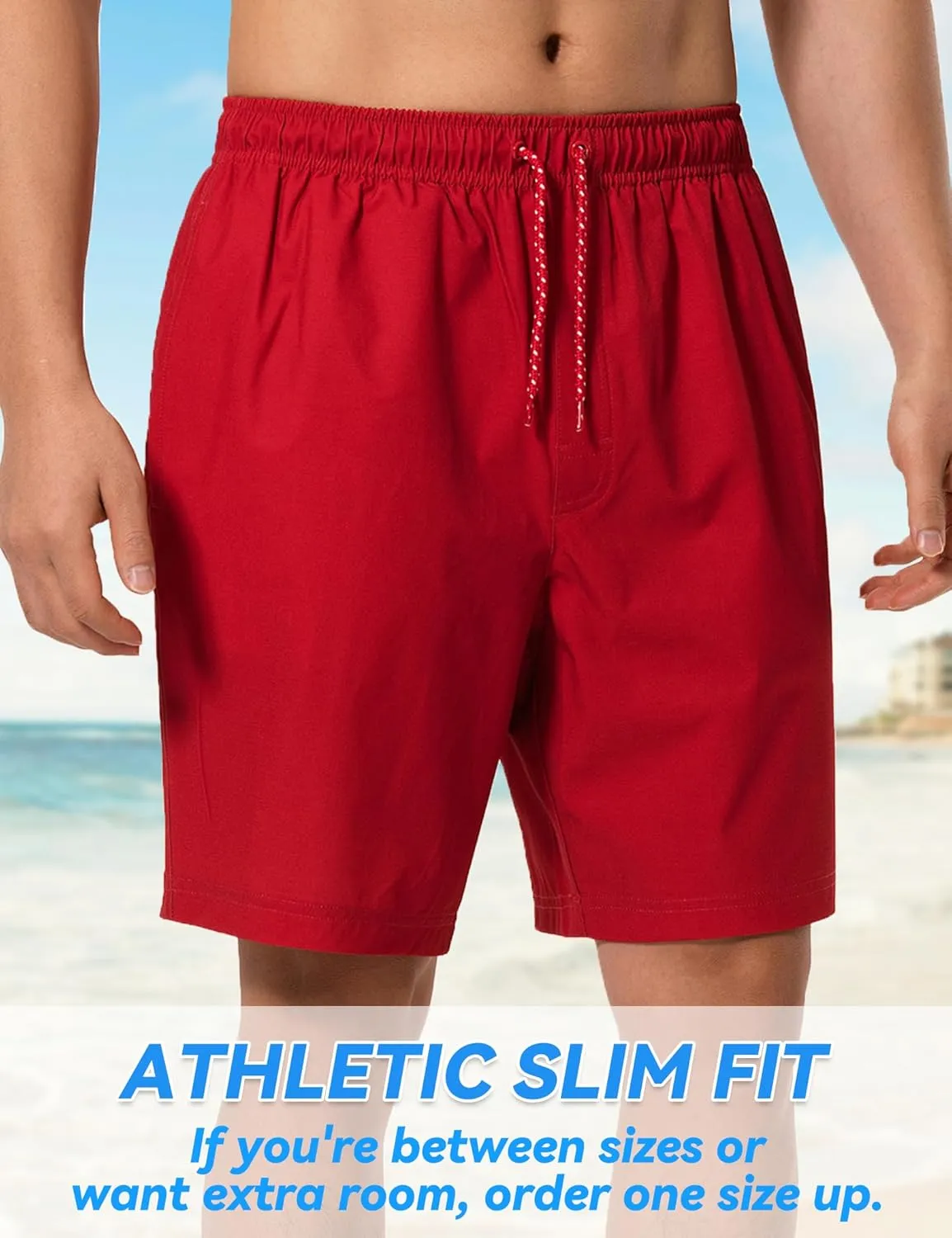 Mens Swim Trunks with Compression Liner 8 inch Quick-Dry Lightweight 2 in 1 Board Shorts 4-Way Stretch UPF 50 