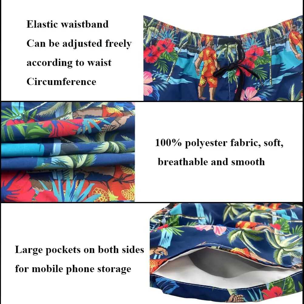 Mens Swim Trunks with Compression Liner Quick Dry Zipper Pocket Bathing