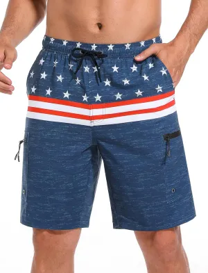 Mens Swim Trunks with Compression Liner Zipper Cargo Pockets Bathing Suit 9 Inch Quick-Dry Swimming Shorts