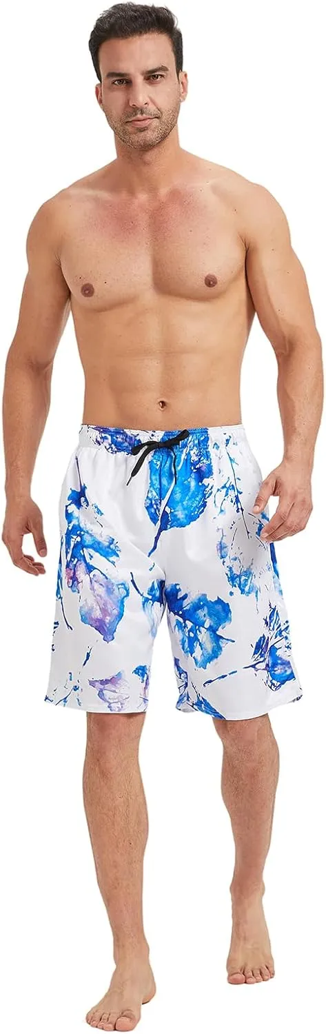 Mens Swim Trunks with Mesh Lining,Quick Dry Big Tall Board Shorts Swimsuit Beach Pants Swimwear Bathing Suits