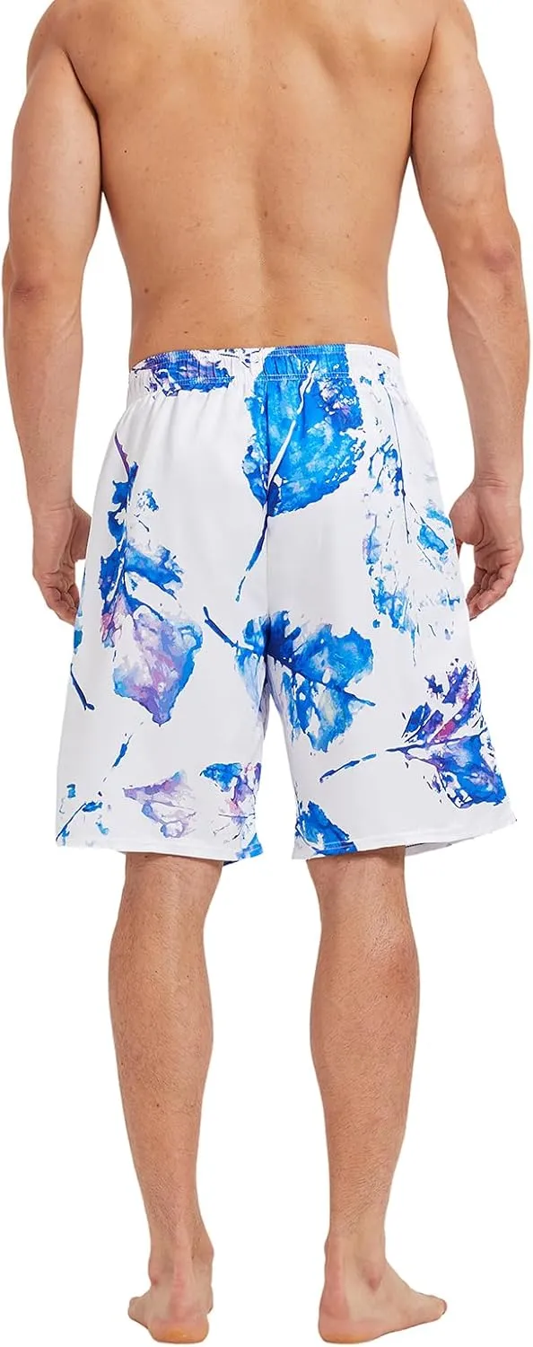 Mens Swim Trunks with Mesh Lining,Quick Dry Big Tall Board Shorts Swimsuit Beach Pants Swimwear Bathing Suits