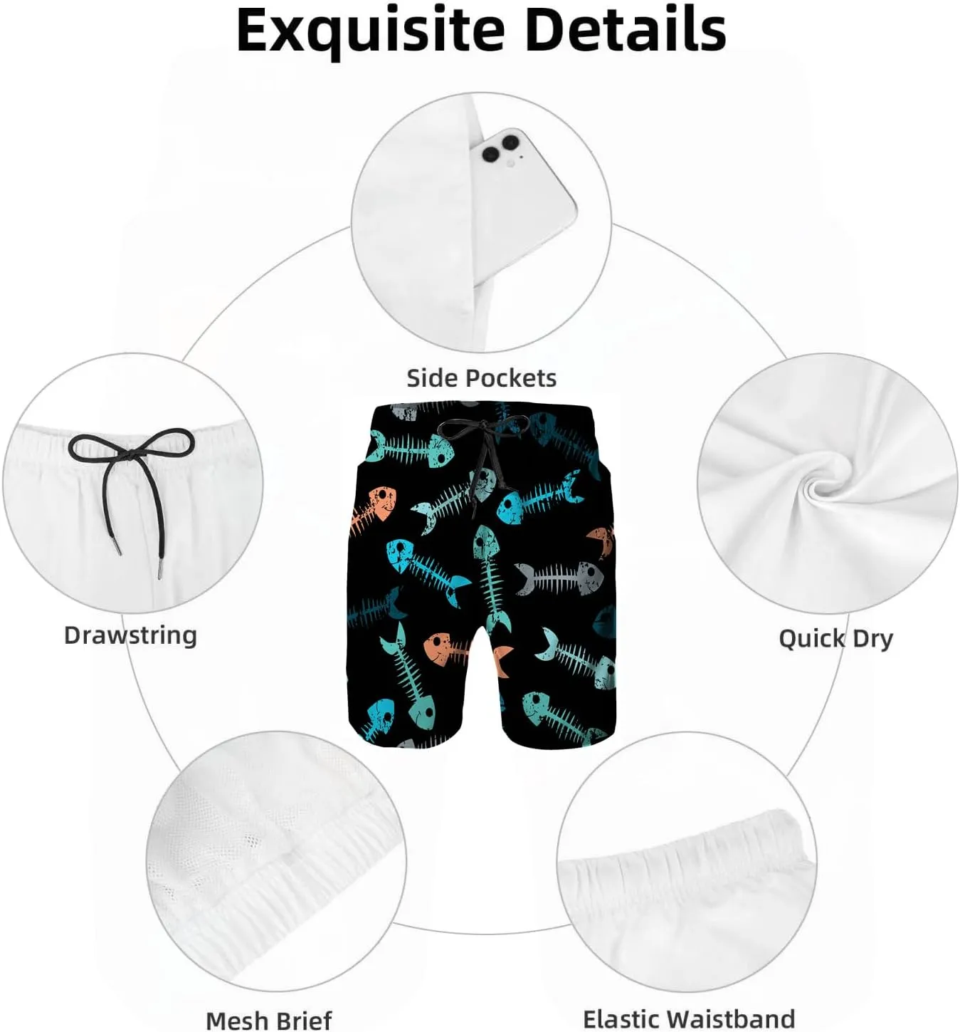Mens Swim Trunks,Quick Dry Bathing Suits Summer Board Beach Shorts with Mesh Lining