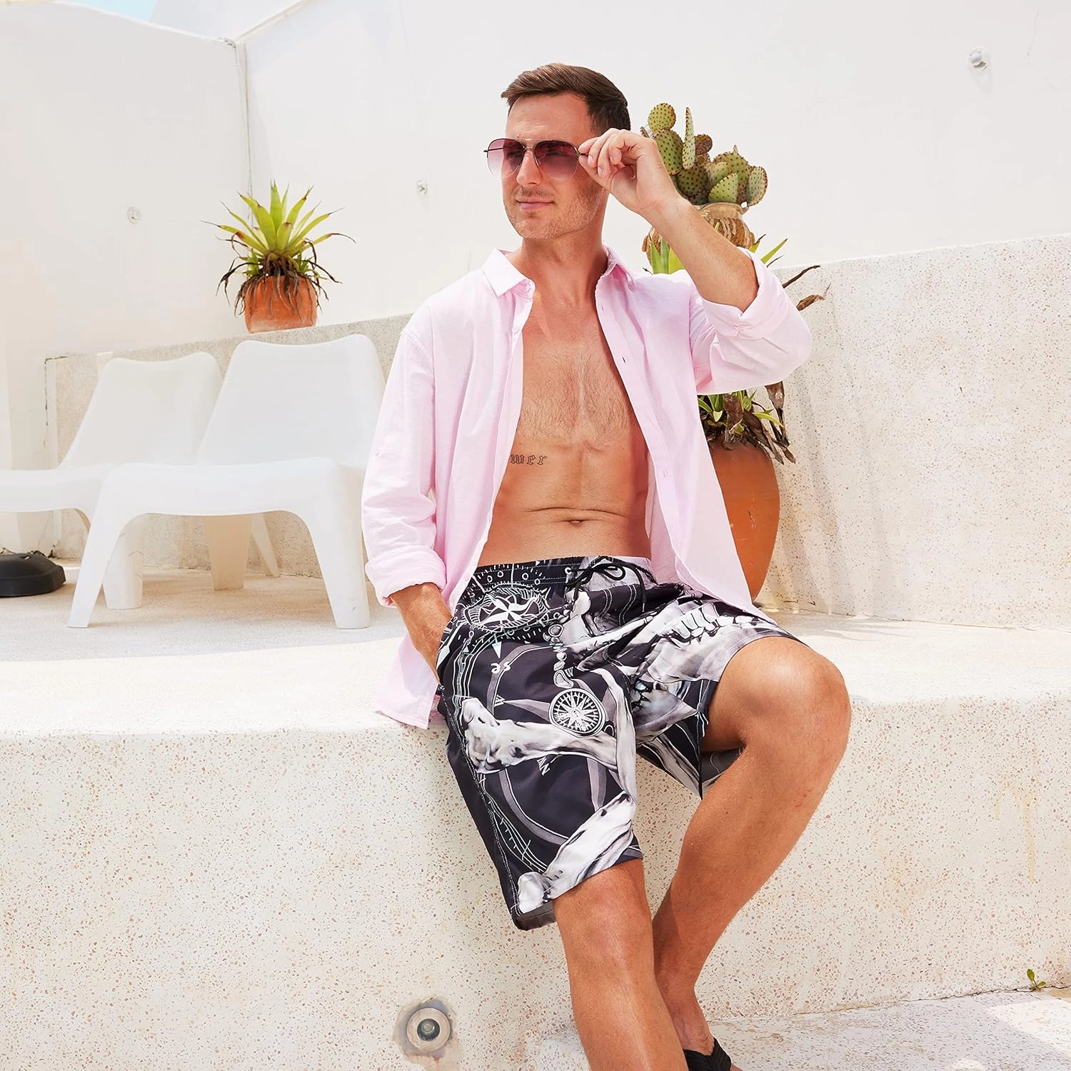 Mens Swim Trunks Quick Dry Board Shorts with Mesh Lining, Breathable Surf Beach Shorts Swimwear Bathing Suits
