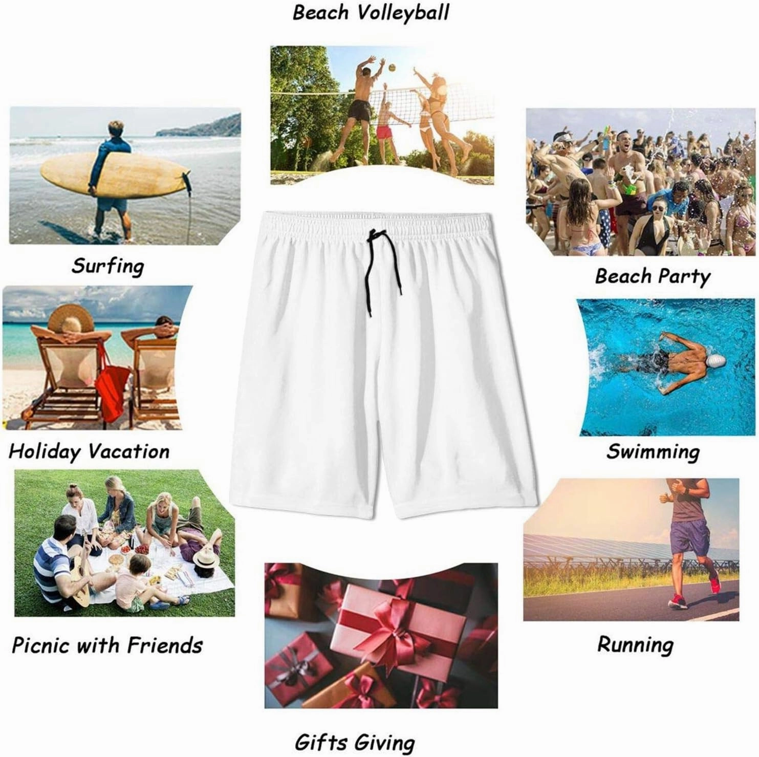 Mens Swim Trunks, Quick Dry Summer Board Beach Shorts with Mesh Lining and Pockets