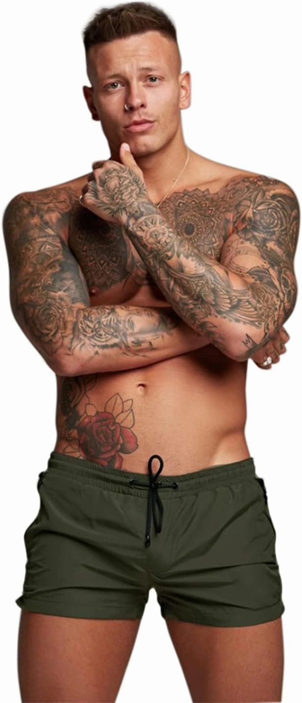 Mens Swim Trunks Quick Dry Swimwear Zipper Pockets, Swim Shorts with Mesh Lining
