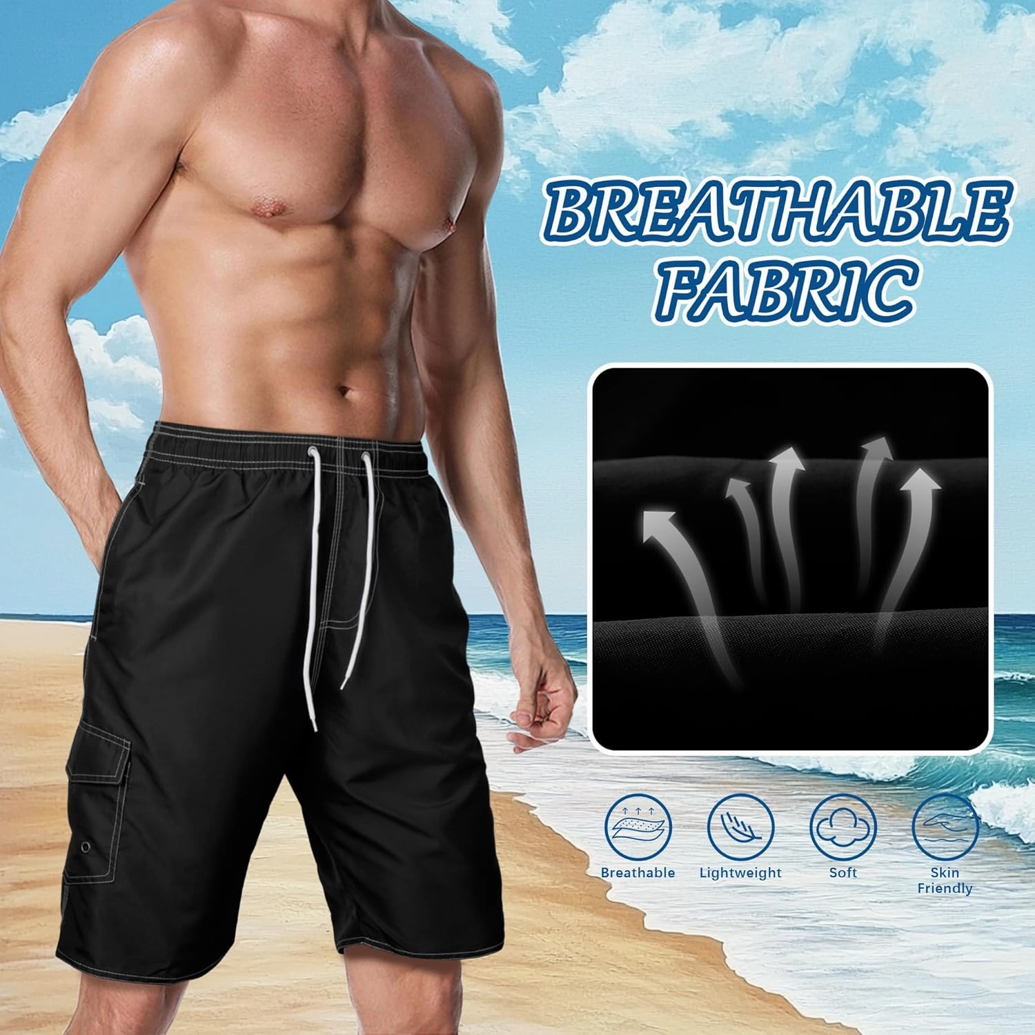 Mens Swim Trunks Swim Shorts Swimming Trunks Swimsuit Quick Dry with Mesh Lining Swimwear