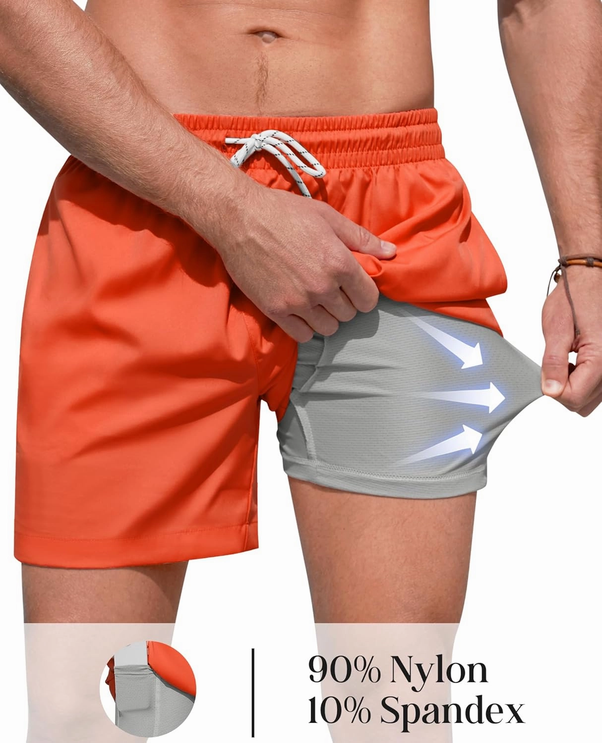 Mens Swim Trunks with Compression Lined Short Bathing Suits for Men 5 Inch Inseam Liner Men's Swimming Trunk