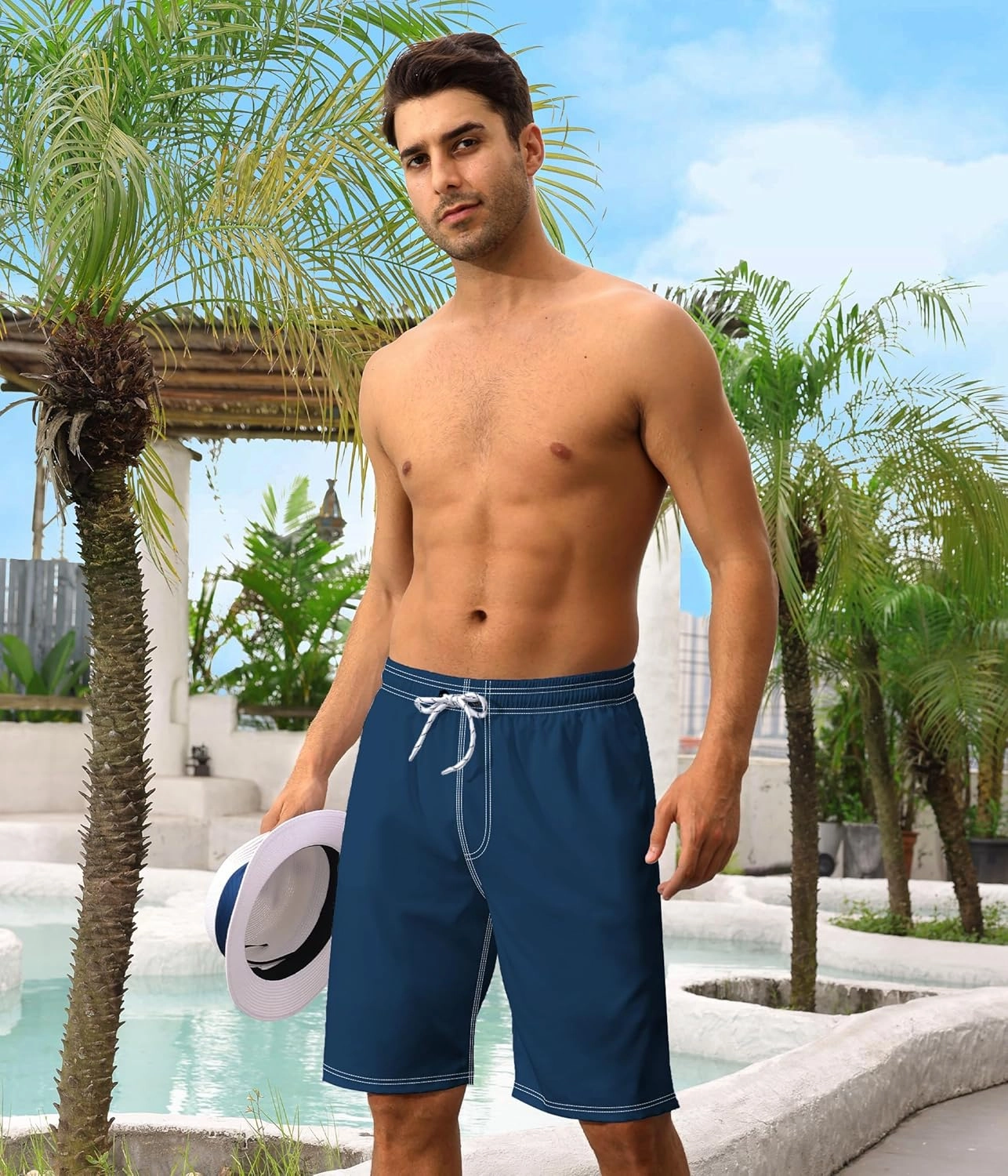 Mens Swim Trunks with Compression Liner 9" Swim Trunks Quick Dry Surfing Beach Shorts Hawaii Sports Shorts