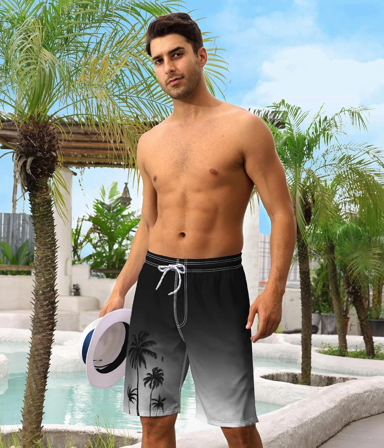 Mens Swim Trunks with Compression Liner 9" Swim Trunks Quick Dry Surfing Beach Shorts Hawaii Sports Shorts