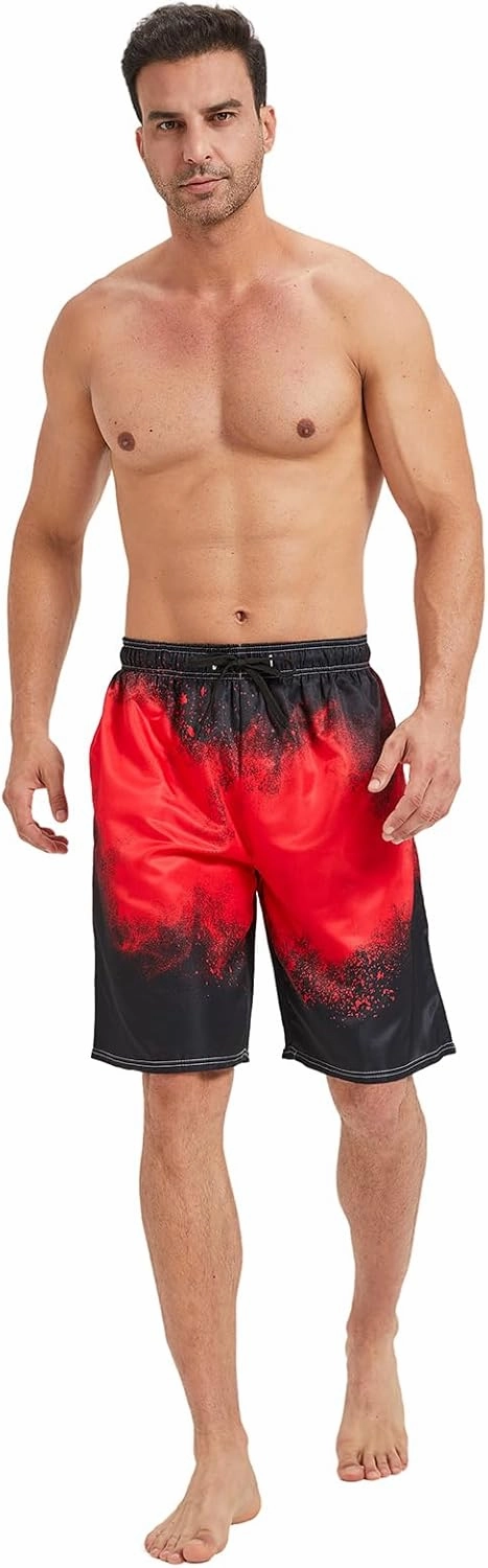 Mens Swim Trunks with Mesh Lining,Quick Dry Big Tall Board Shorts Swimsuit Beach Pants Swimwear Bathing Suits