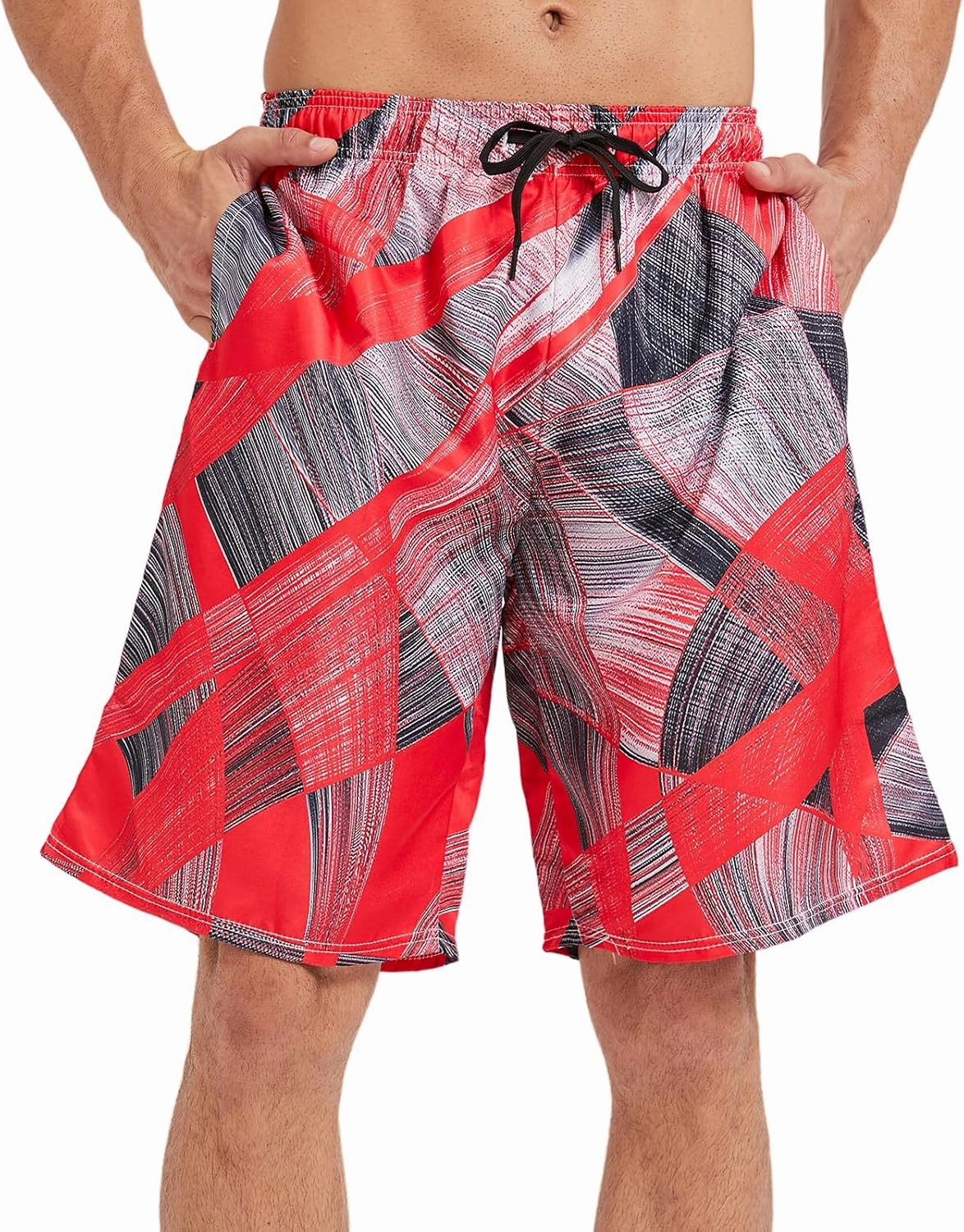 Mens Swim Trunks with Mesh Lining,Quick Dry Big Tall Board Shorts Swimsuit Beach Pants Swimwear Bathing Suits