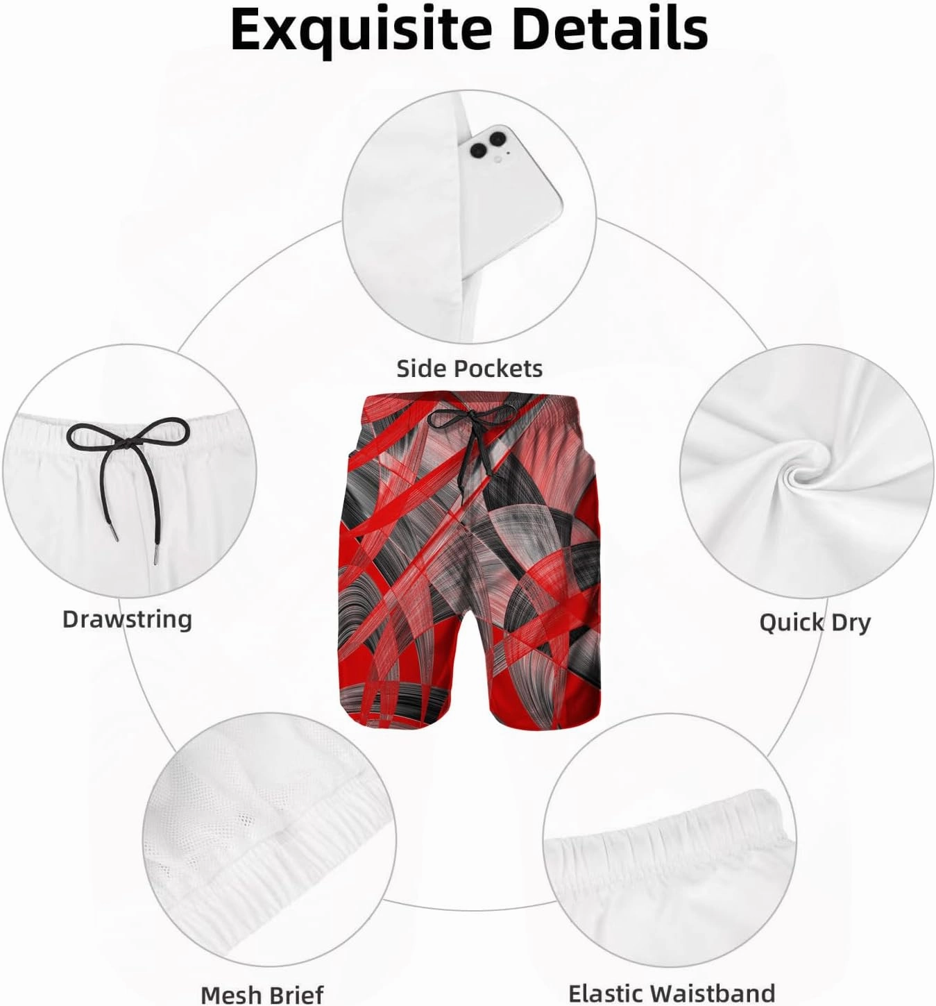 Mens Swim Trunks with Mesh Lining,Quick Dry Big Tall Board Shorts Swimsuit Beach Pants Swimwear Bathing Suits