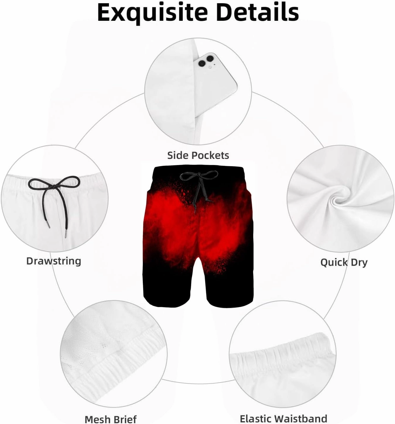 Mens Swim Trunks with Mesh Lining,Quick Dry Big Tall Board Shorts Swimsuit Beach Pants Swimwear Bathing Suits