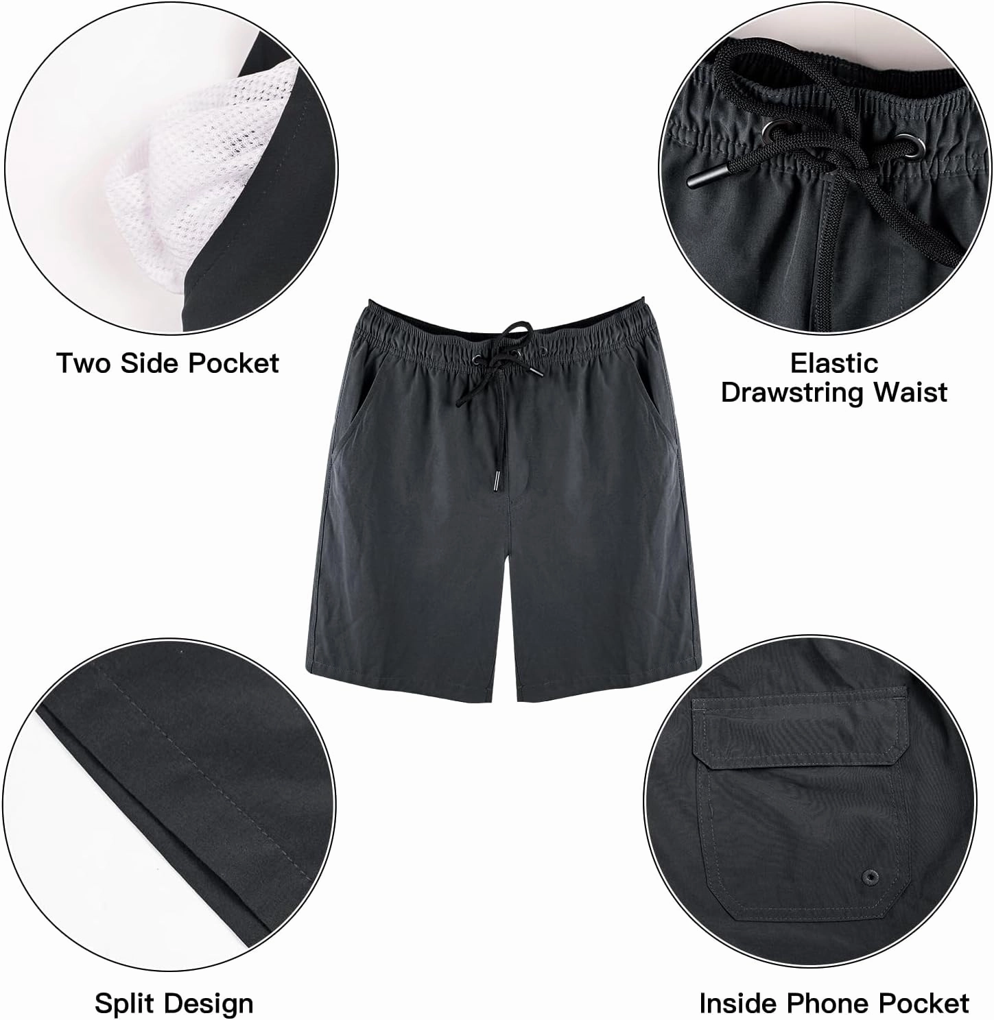 Mens Swimming Shorts with Quick Dry Swim Trunks Bathing Suit 2 in 1 Stretch Beach Swimsuit for Surfing Sport