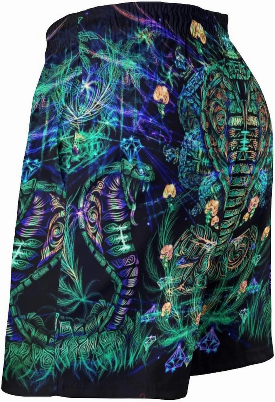 Mens Trippy Psychedelic Swim Trunks Beach Board Shorts with Mesh Lining and Pockets