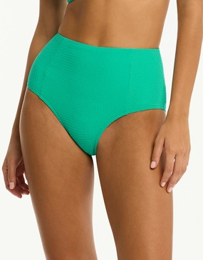 Messina Panelled High Waist Bikini Pant - Evergreen