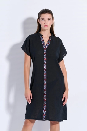 Midi Japanese-Style Dress with Trim (8084)