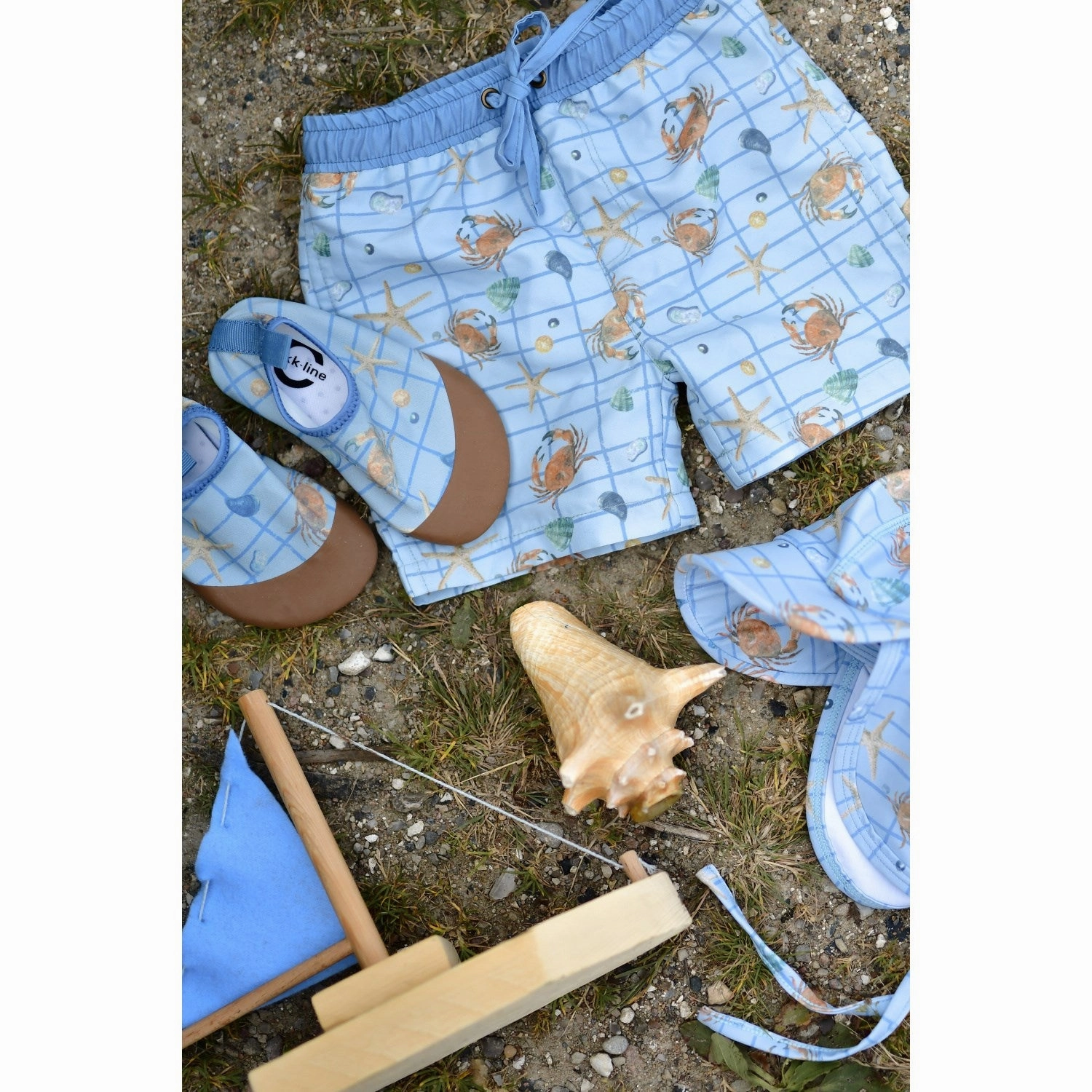 Mikk-Line Faded Denim AOP Swim Shorts