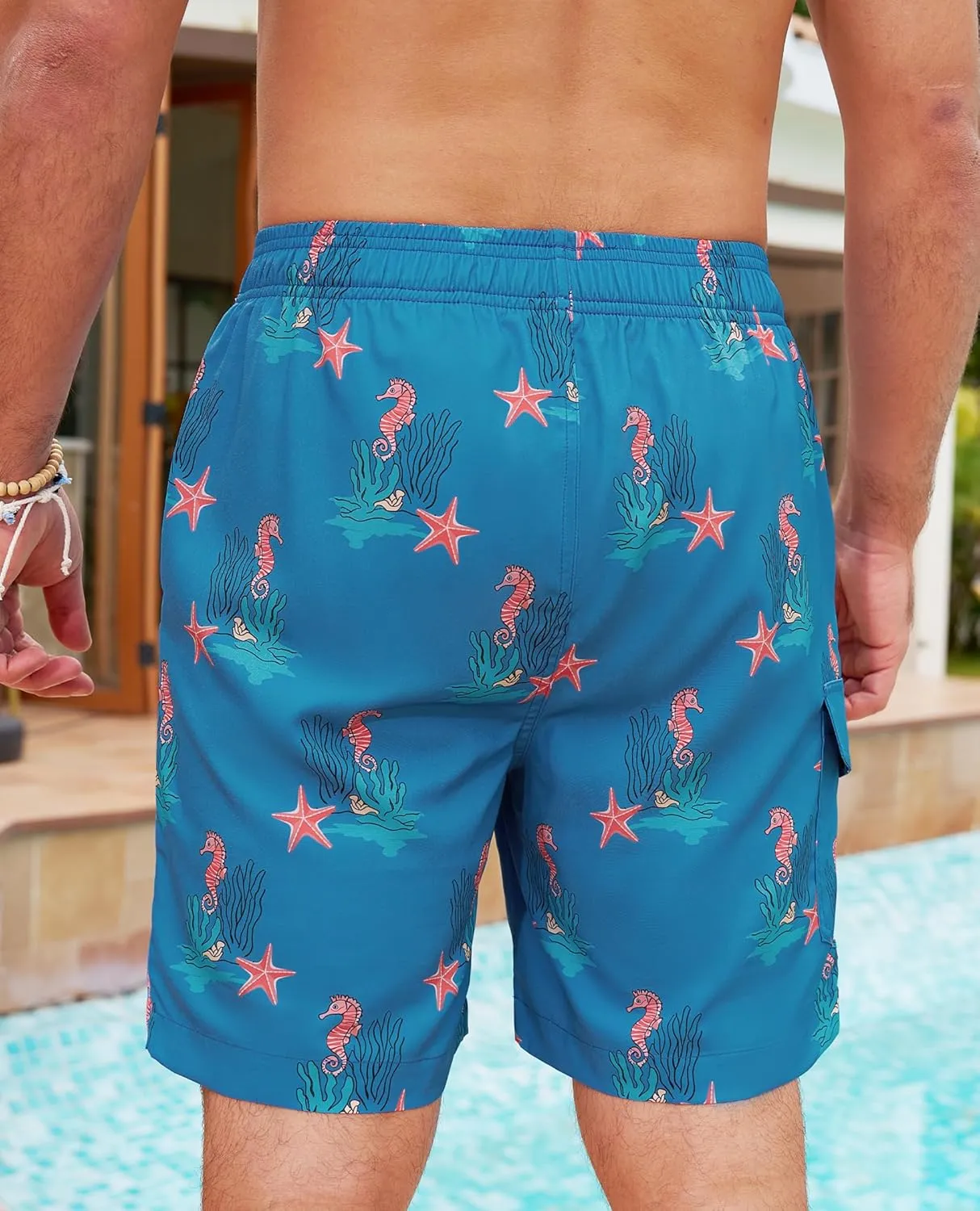 Milin Naco Mens Swim Trunks 7 Inch Inseam Compression Liner 2 in 1 Printed Swimming Short