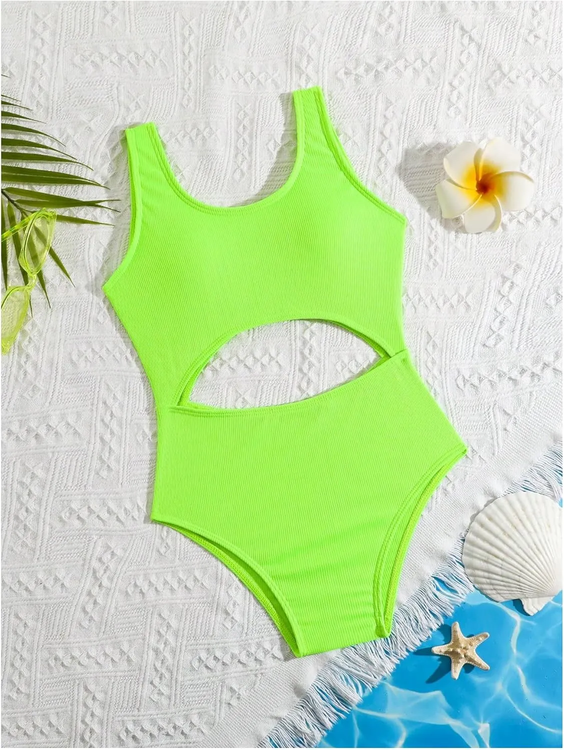 Milumia Girl's One Piece Swimsuit Cut Out Scoop Neck Monokini Bathing Suit