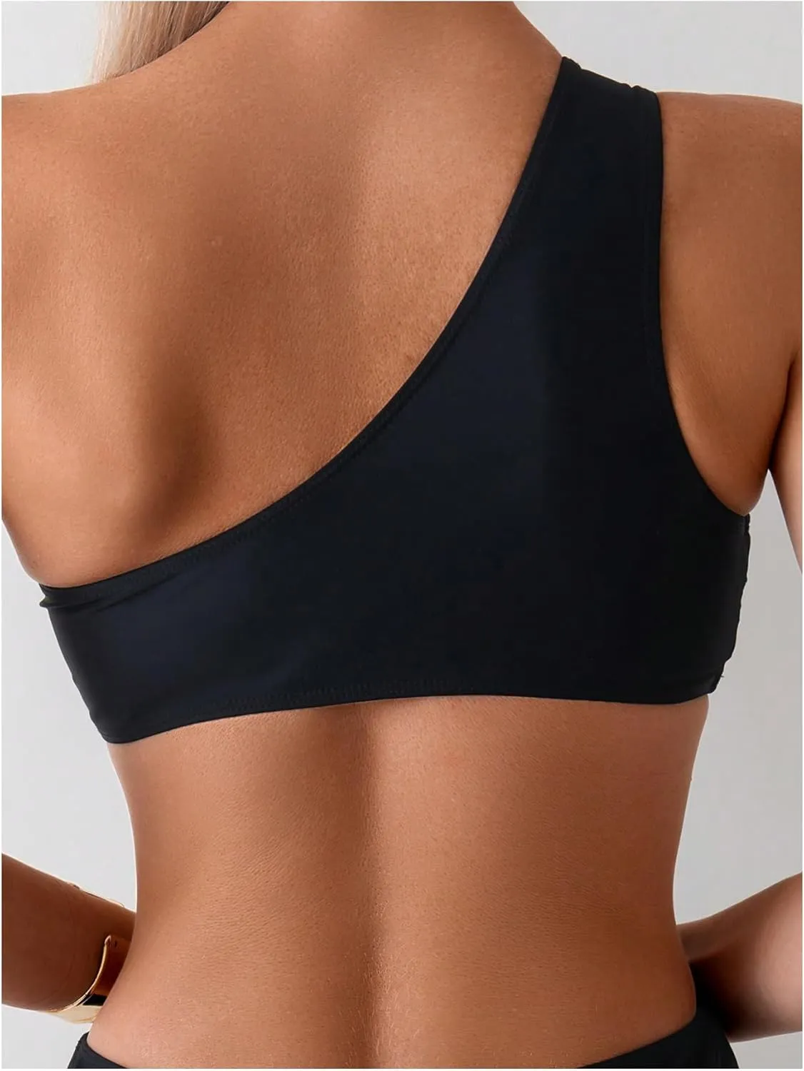 Milumia Women's Cut Out One Shoulder Sleeveless Swimwear Sexy Solid One Piece Bathing Suit