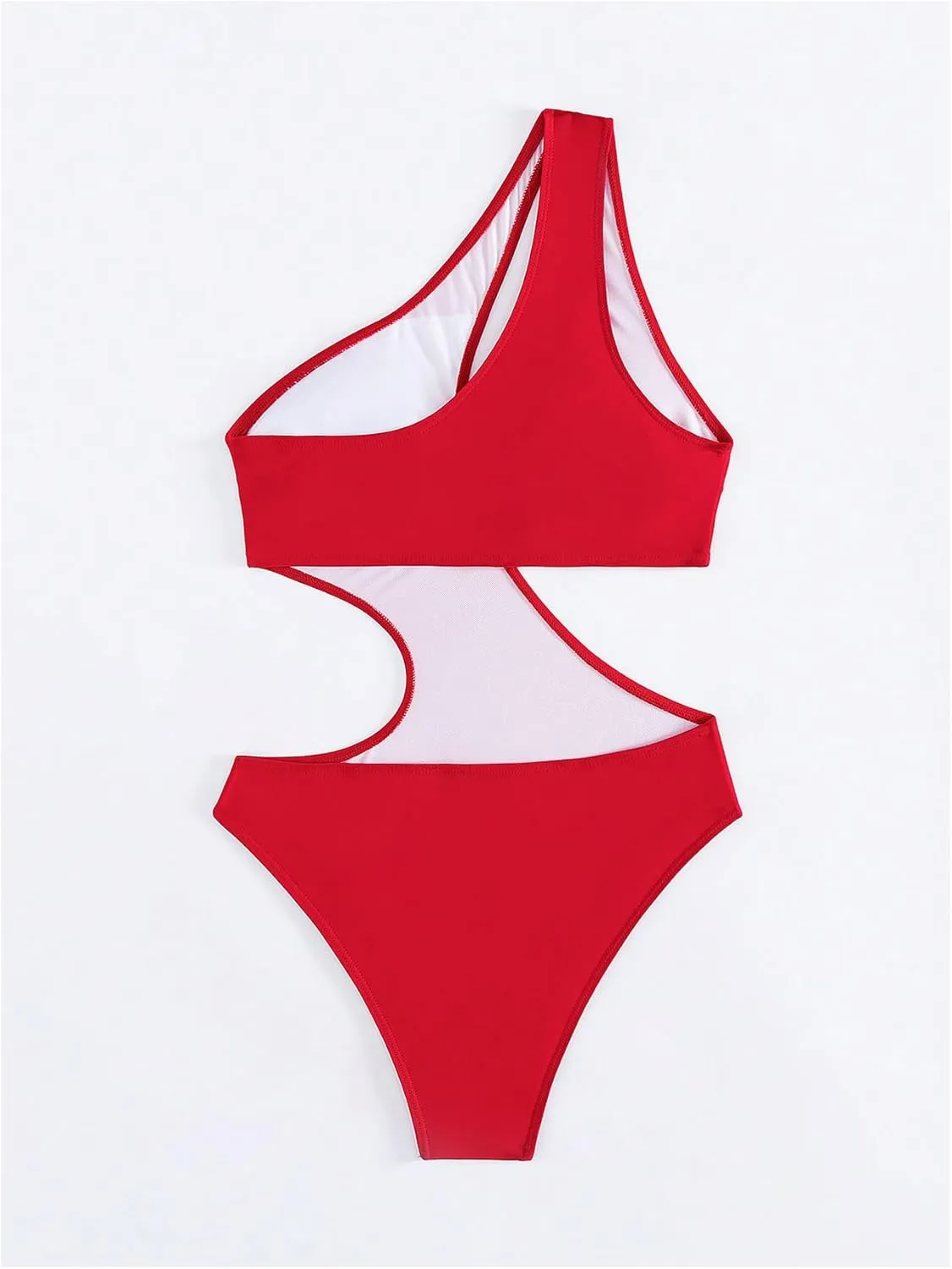 Milumia Women's Cut Out One Shoulder Sleeveless Swimwear Sexy Solid One Piece Bathing Suit