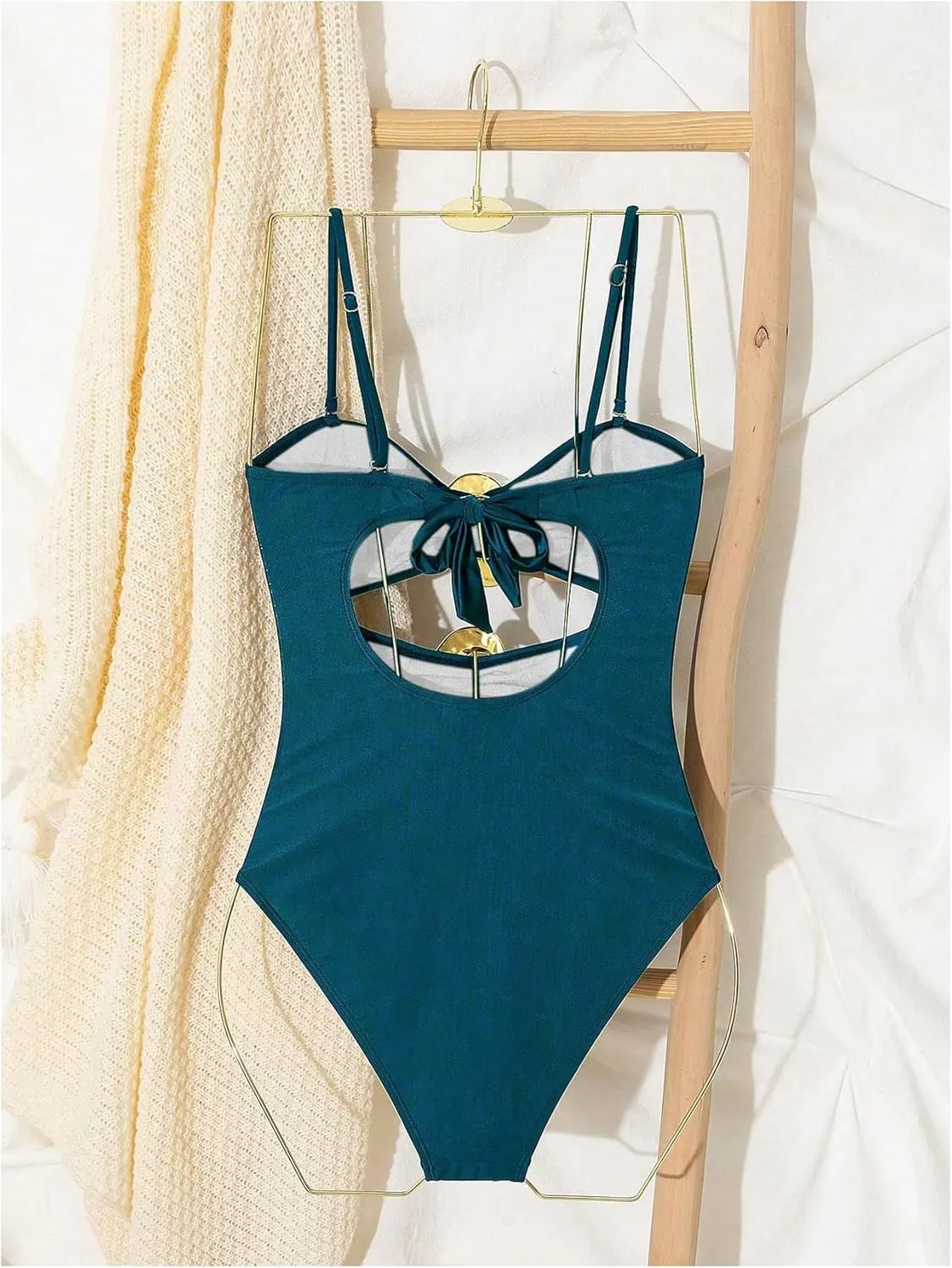 Milumia Women's Metal Ring One Piece Swimsuit Cut Out Strapless Bandeau Bathing Suits