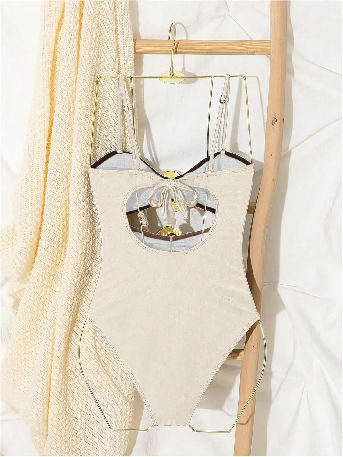 Milumia Women's Metal Ring One Piece Swimsuit Cut Out Strapless Bandeau Bathing Suits