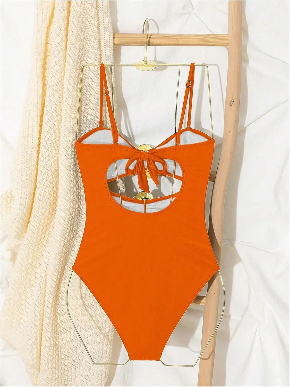 Milumia Women's Metal Ring One Piece Swimsuit Cut Out Strapless Bandeau Bathing Suits