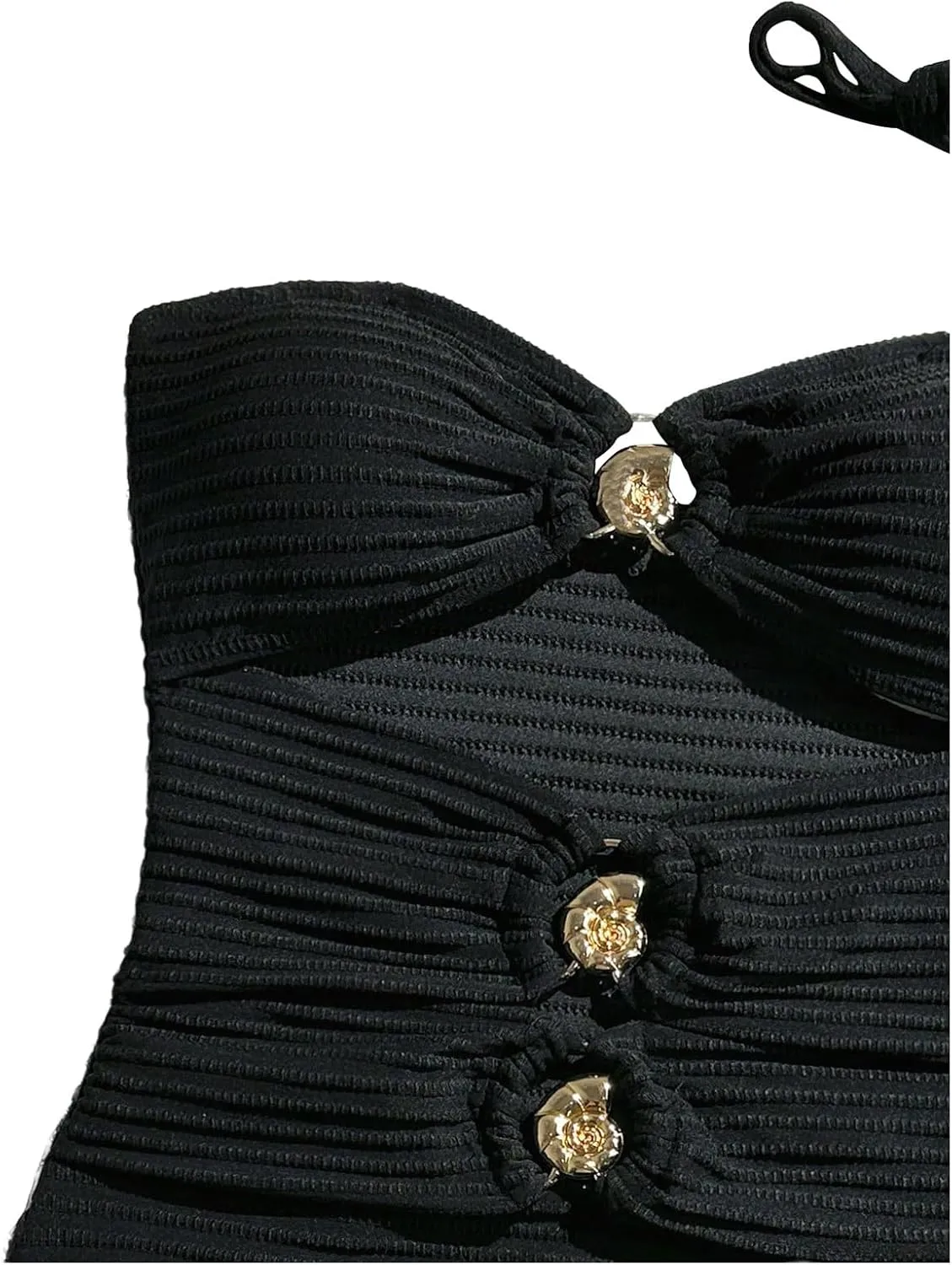 Milumia Women's One Piece Cut Out Ring Swimsuit Bandeau Textured Bathing Suit with Straps