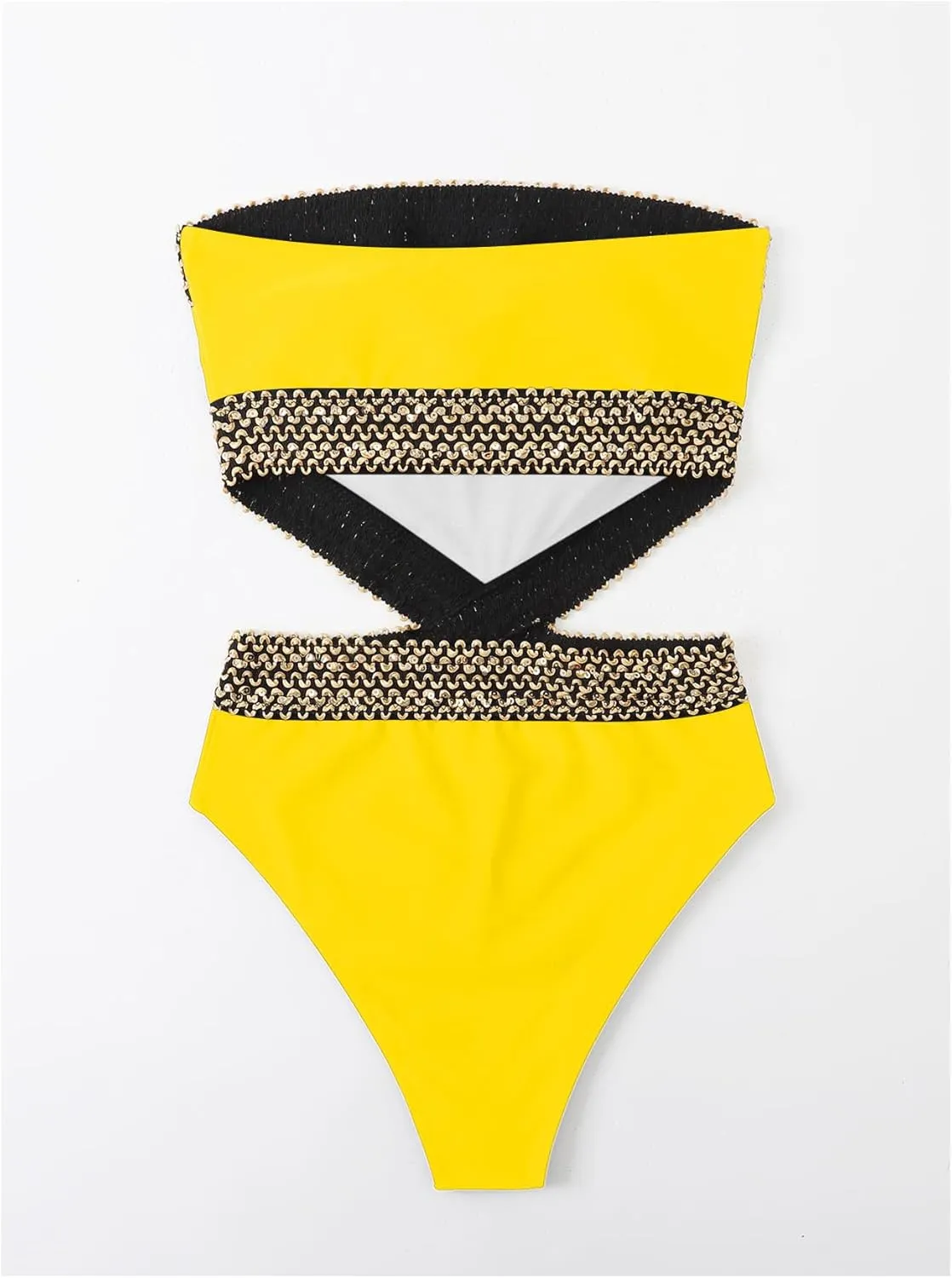 Milumia Women's Stitch Detail Strapless One Piece Swimsuit Cut Out Bandeau Bathing Suit
