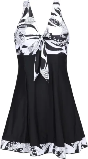 MiYang Women's One Piece High Waist Printing Swim Dress Padded Swimwear