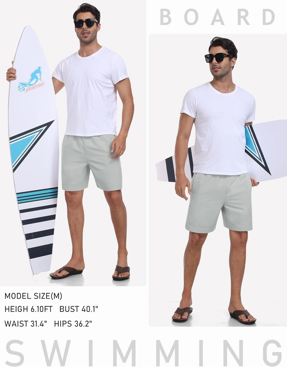 MoFiz Mens Swim Trunks 7inch Swim Shorts with Compression Liner Swimming Suits Board Shorts Surf Short Bathing Suit