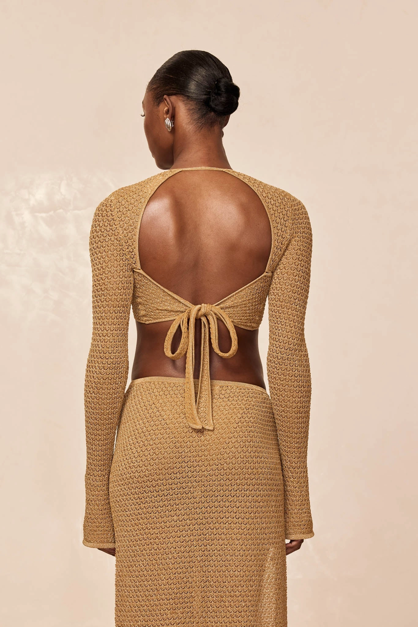Montego Crop Top - Antique Gold Lace Crochet
