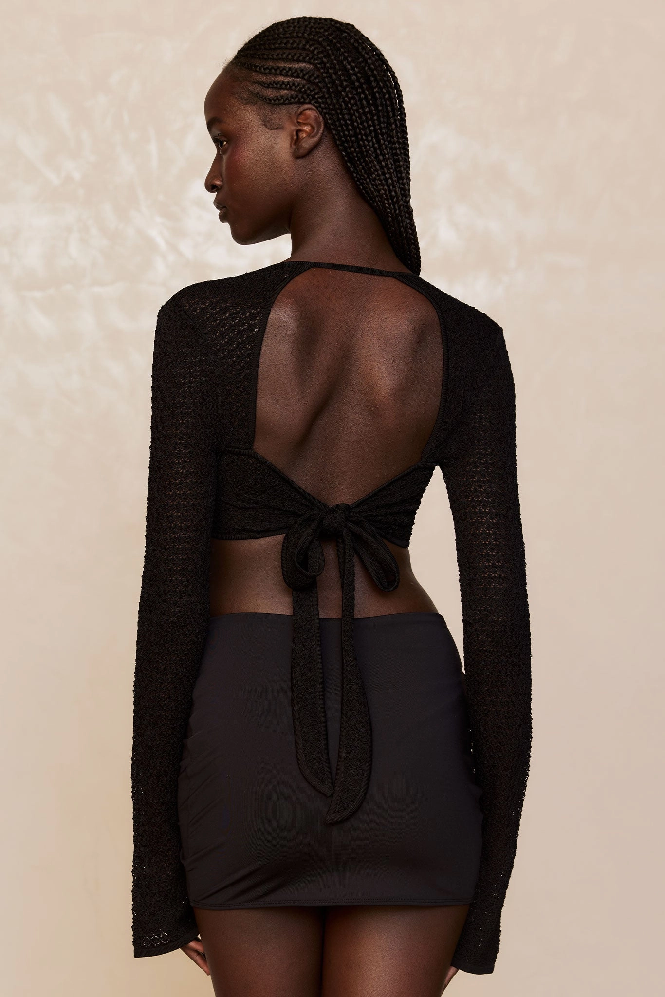 Montego Crop Top - Black Lace Crochet