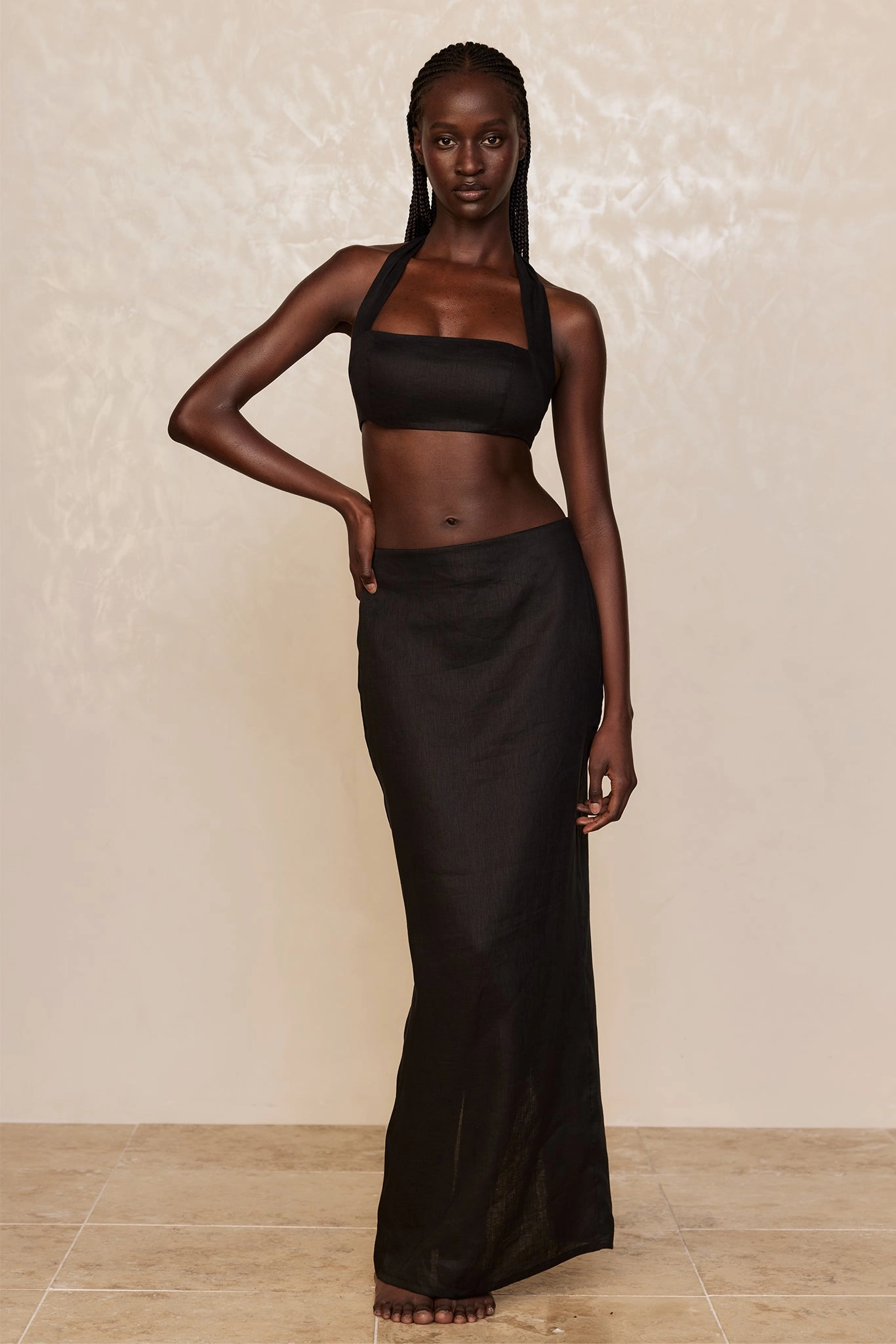 Montserrat Top - Black Linen