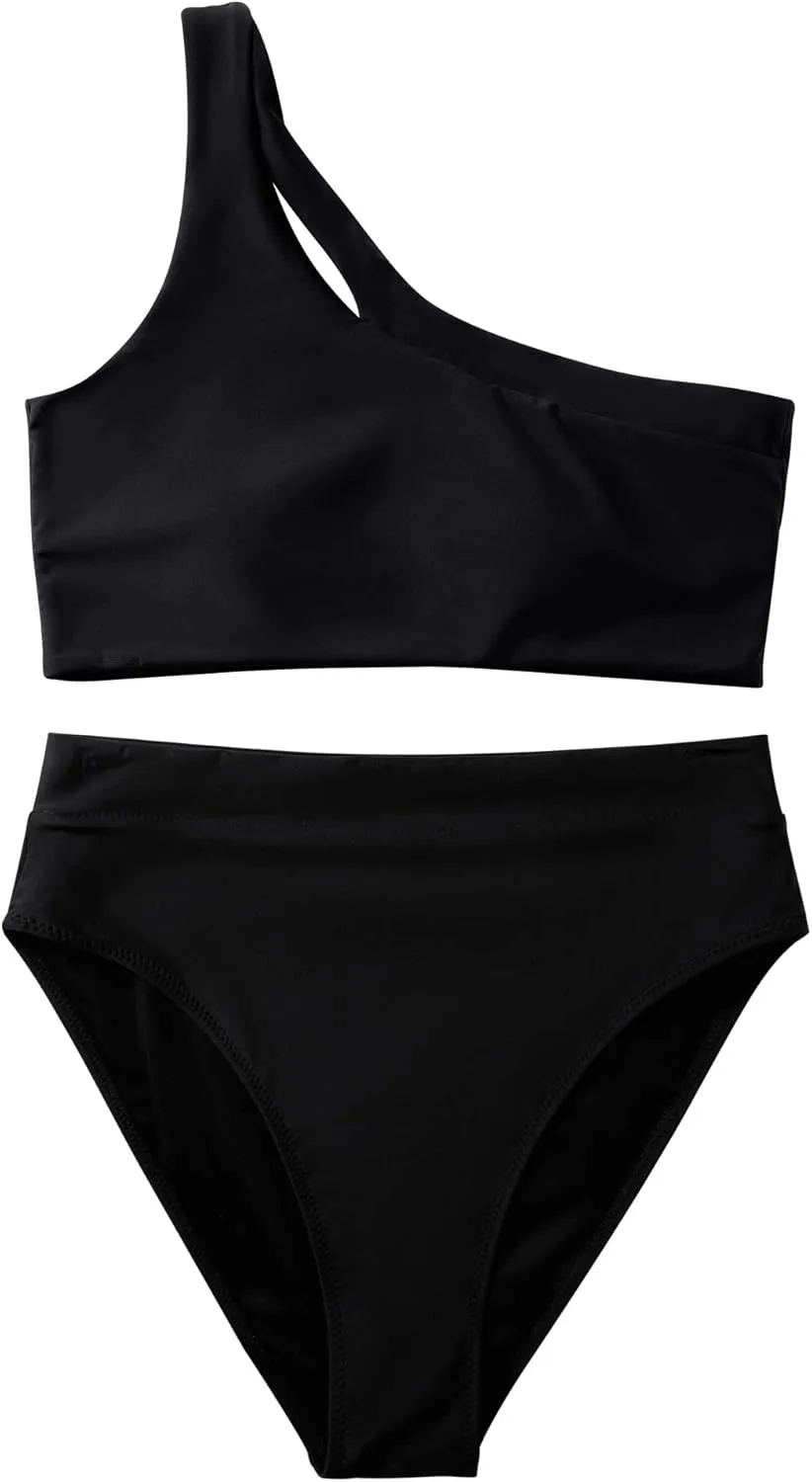 MOOSLOVER Women Cutout One Shoulder High Waisted Bikini High Cut Two Piece Swimsuits