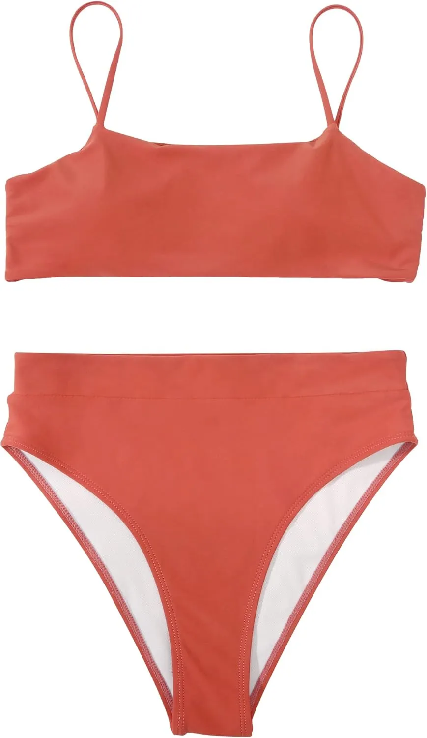 MOSHENGQI Women High Wasited Bikini Shoulder Strap 2 Piece High Cut String Swimsuits