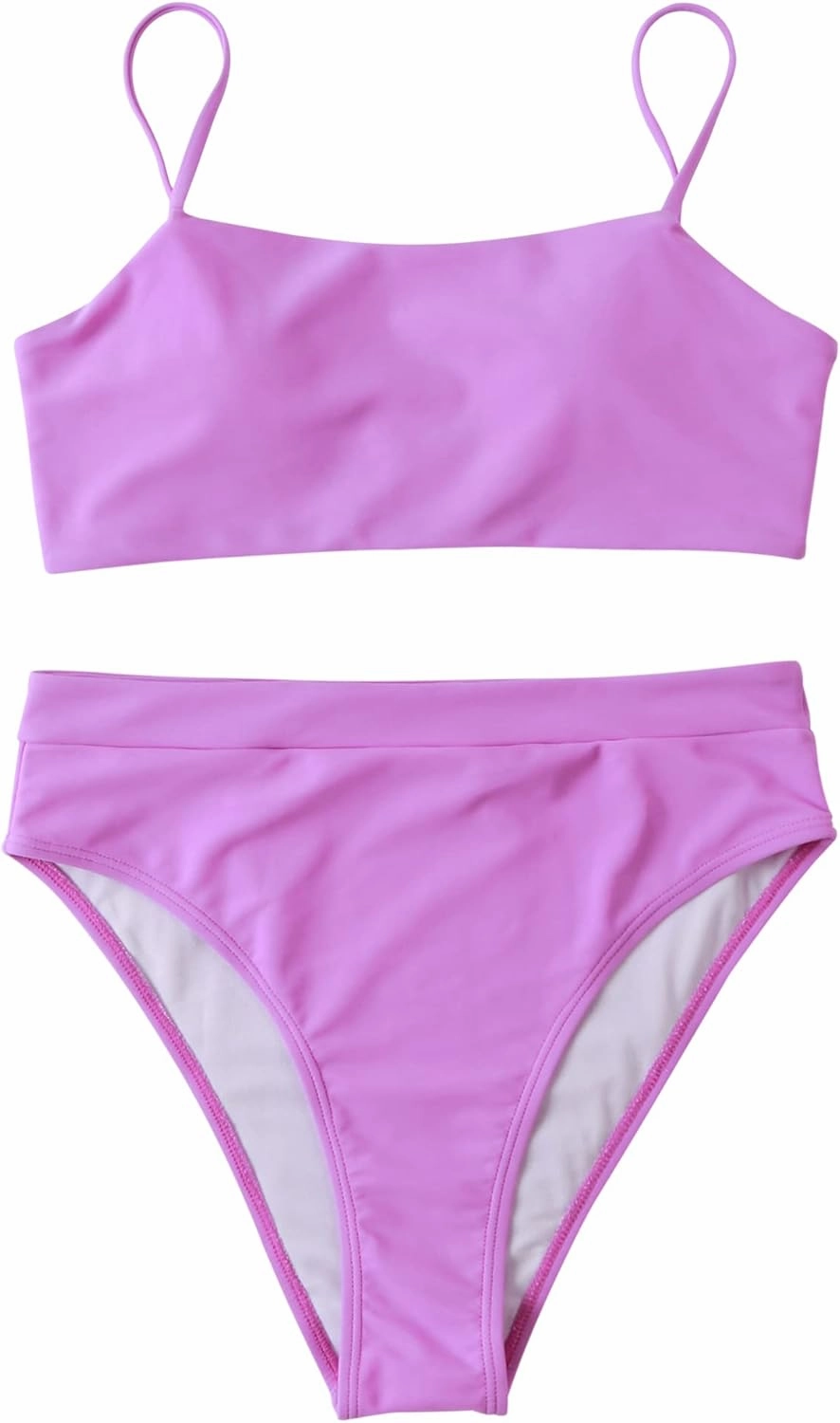 MOSHENGQI Women High Wasited Bikini Shoulder Strap 2 Piece High Cut String Swimsuits