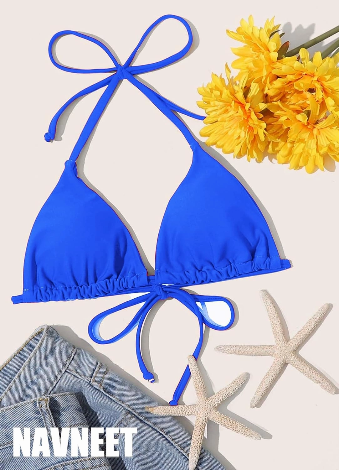 Navneet Triangle Bikini Tops for Women Halter String Bathing Suit Sexy Brazilian Bikini Swimsuit Top