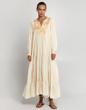 New Triangle Maxi Dress - Natural and Gold